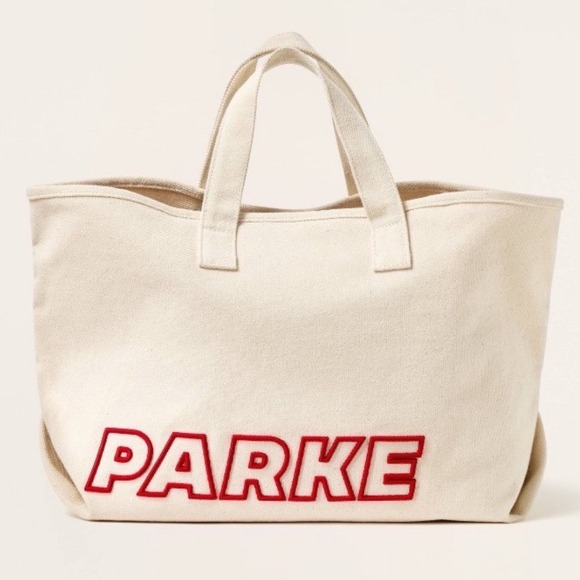 Parke x Target Handbags - PARKE x Target Large Canvas Tote Bag Natural Red Logo NWT